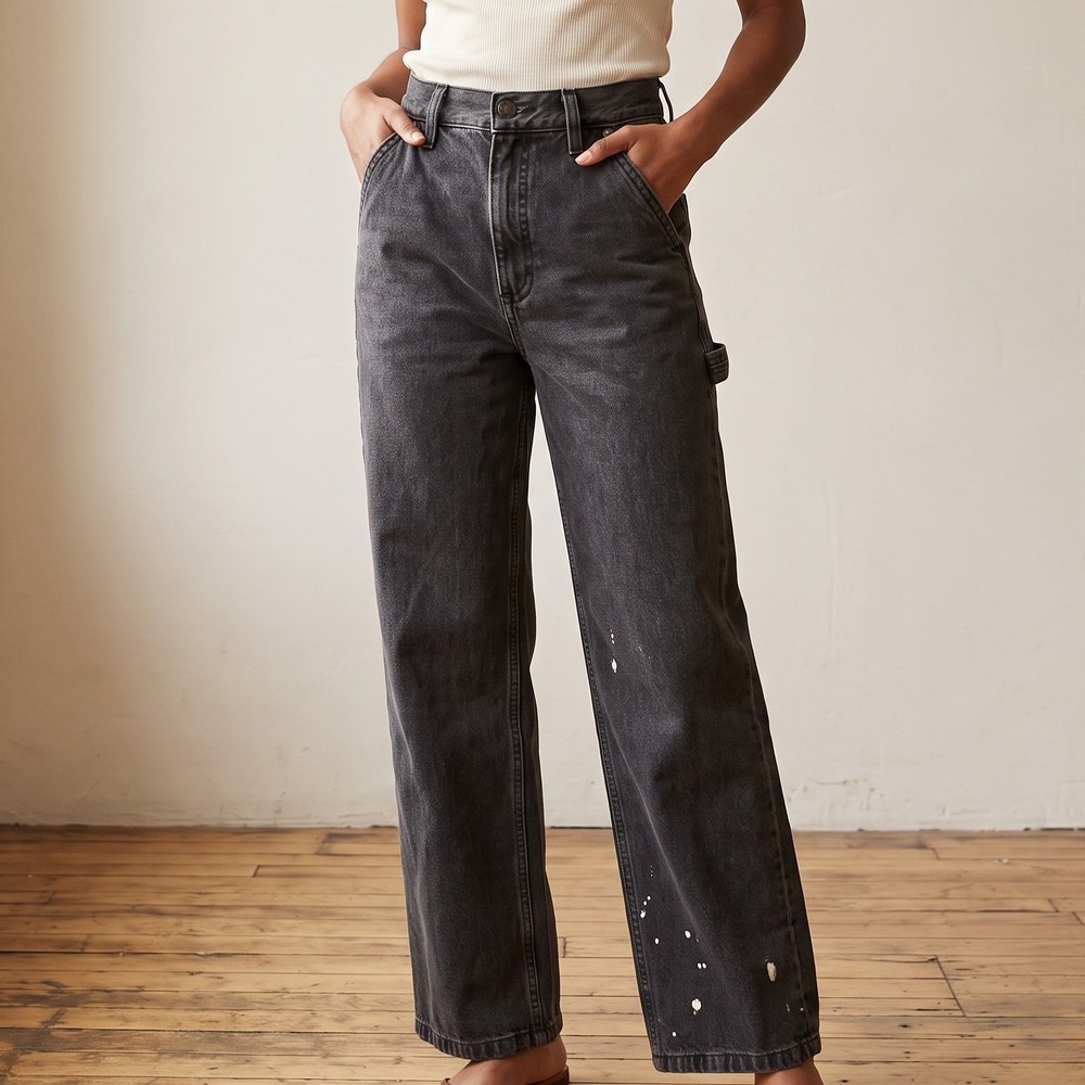 Aritzia Denim Forum Women The Yoko Carpenter Jeans 25 Black High Rise Utility